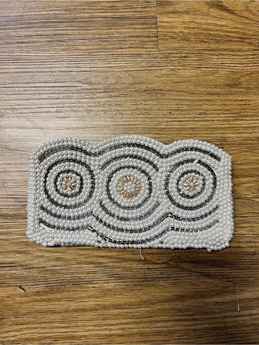 Vintage Handmade in Japan Pearl & Beaded Evening Clutch Purse Swirl Pattern